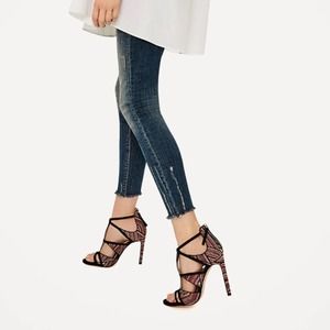 Zara Multicolor Contrast Fabric Heels Size 6.5/36